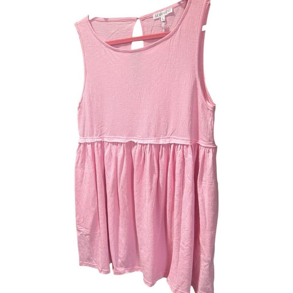 Blush Pink Babydoll Mini Dress Pockets Sleeveless | AEMI+CO | Large NWT - Picture 14 of 16
